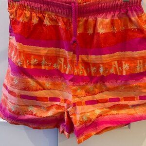 Prince Sportswear Neon Nylon Shorts, Pink and Orange